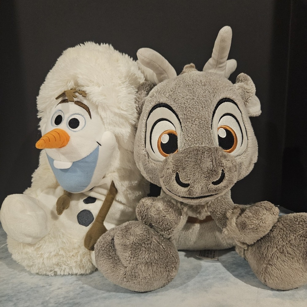 Disney Frozen Olaf Hideaway Plush + Sven Big Feet Plush Bundle (Read) - Picture 1 of 10